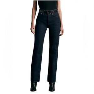 Rag & Bone Alex High Rise Straight in Rinse Dark Wash Rigid Denim Jeans Size 26